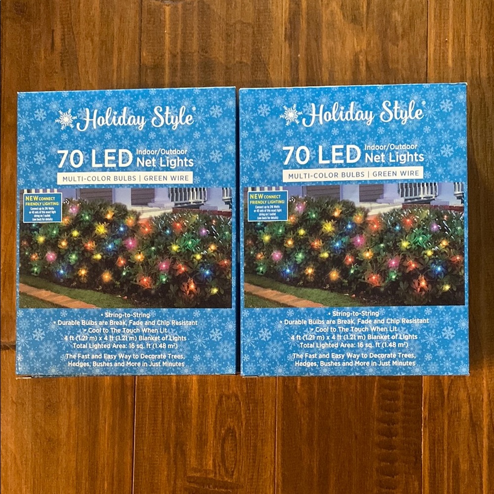 NIB LOT OF 2 Multi-Color LED Net Lights 70 LED by Holiday Style